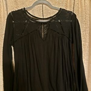 Black cotton womens boho top from Lucky Brand